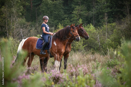 Mädchen mit Pferden in der Heide © Nadine Haase