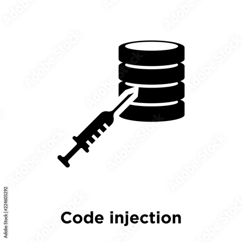 code injection icon vector isolated on white background, logo concept of code injection sign on transparent background, black filled symbol icon