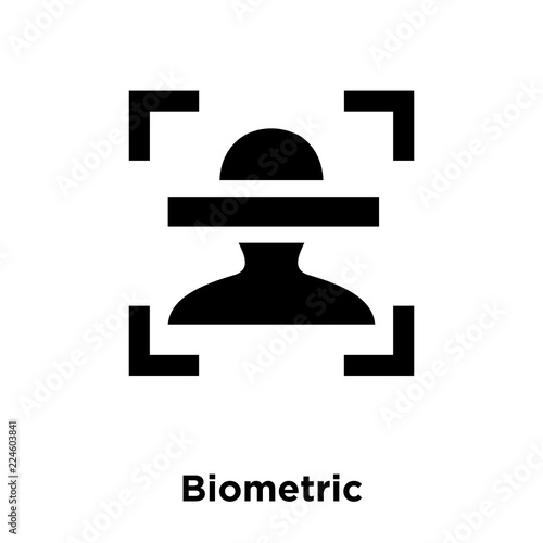 biometric identification icon vector isolated on white background, logo concept of biometric identification sign on transparent background, black filled symbol icon