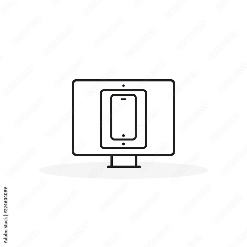 Device Icons: smartphone, tablet and desktop computer. Vector illustration, flat design Device Icons: smartphone, tablet and desktop computer. Vector illustration, flat design