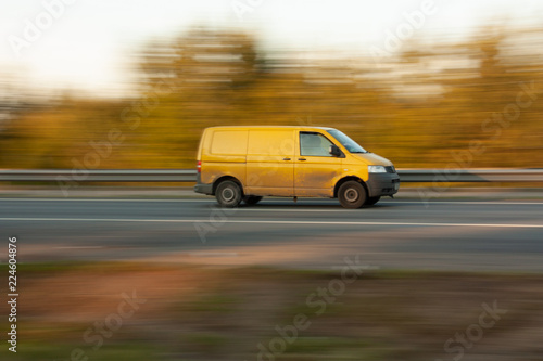 Yellow car on the road