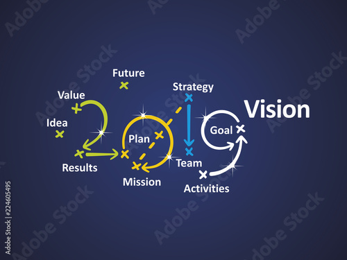 Vision 2019 blue background vector