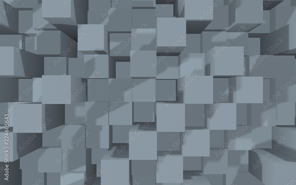 Abstract gray elegant cube geometric background. Chaotically advanced rectangular bars. 3D Rendering, 3D illustration Abstract gray elegant cube geometric background. Chaotically advanced rectangular bars. 3D Rendering, 3D illustration