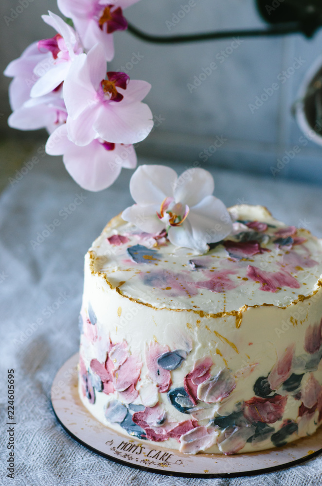 Birthday cake with orchids Birthday cake with orchids