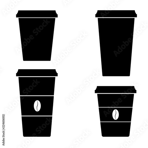 Coffee Cup icon, silhouette, logo on white background