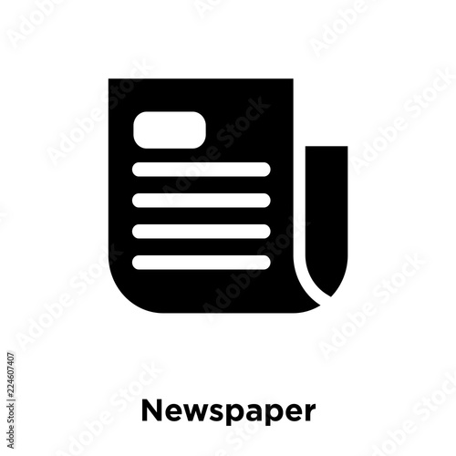 newspaper icon vector isolated on white background, logo concept of newspaper sign on transparent background, black filled symbol icon