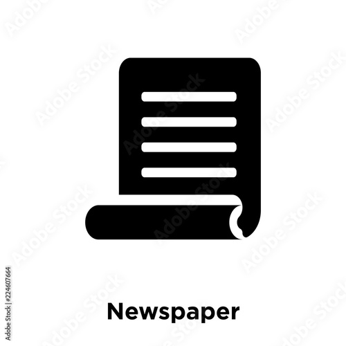 newspaper icon vector isolated on white background, logo concept of newspaper sign on transparent background, black filled symbol icon