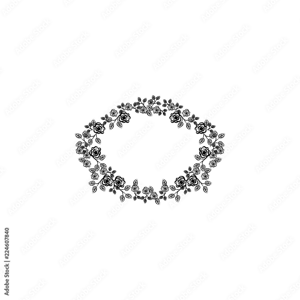 Beautiful round frame with wildflowers. Vector illustration Beautiful round frame with wildflowers. Vector illustration