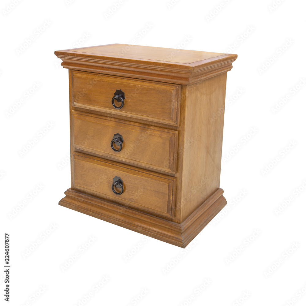 Wooden chest of drawers isolated on white Wooden chest of drawers isolated on white