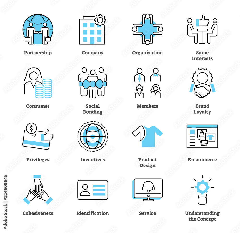 Affinity marketing icon collection set. Market strategy vector illustration Affinity marketing icon collection set. Market strategy vector illustration