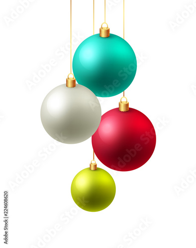 Christmas background Vector illustration. Christmas card with baubles.