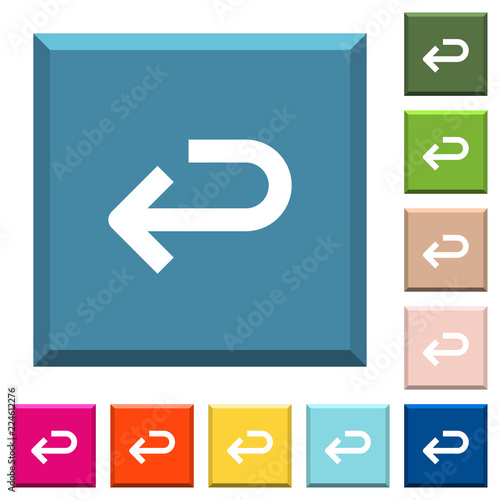 Back arrow white icons on edged square buttons