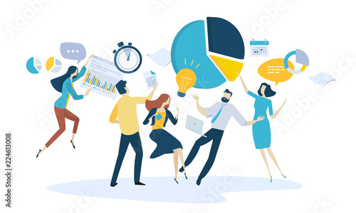 Vector illustration concept of teamwork. Creative flat design for web banner, marketing material, business presentation, online advertising.