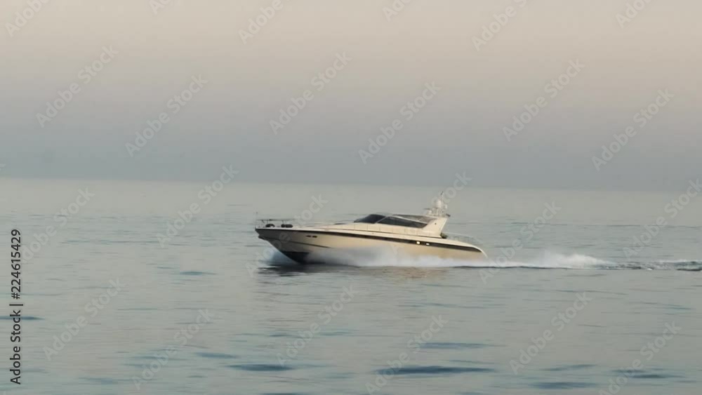 Slow motion close up yacht boat sailing moving sea horizon speed Slow motion close up yacht boat sailing moving sea horizon speed