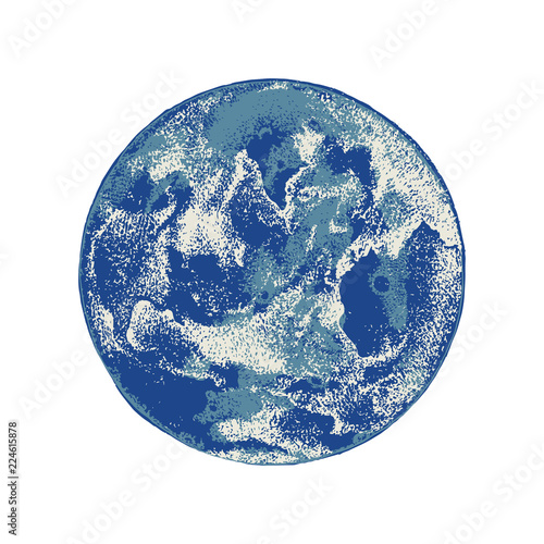 Hand drawn Earth planet. Sky view