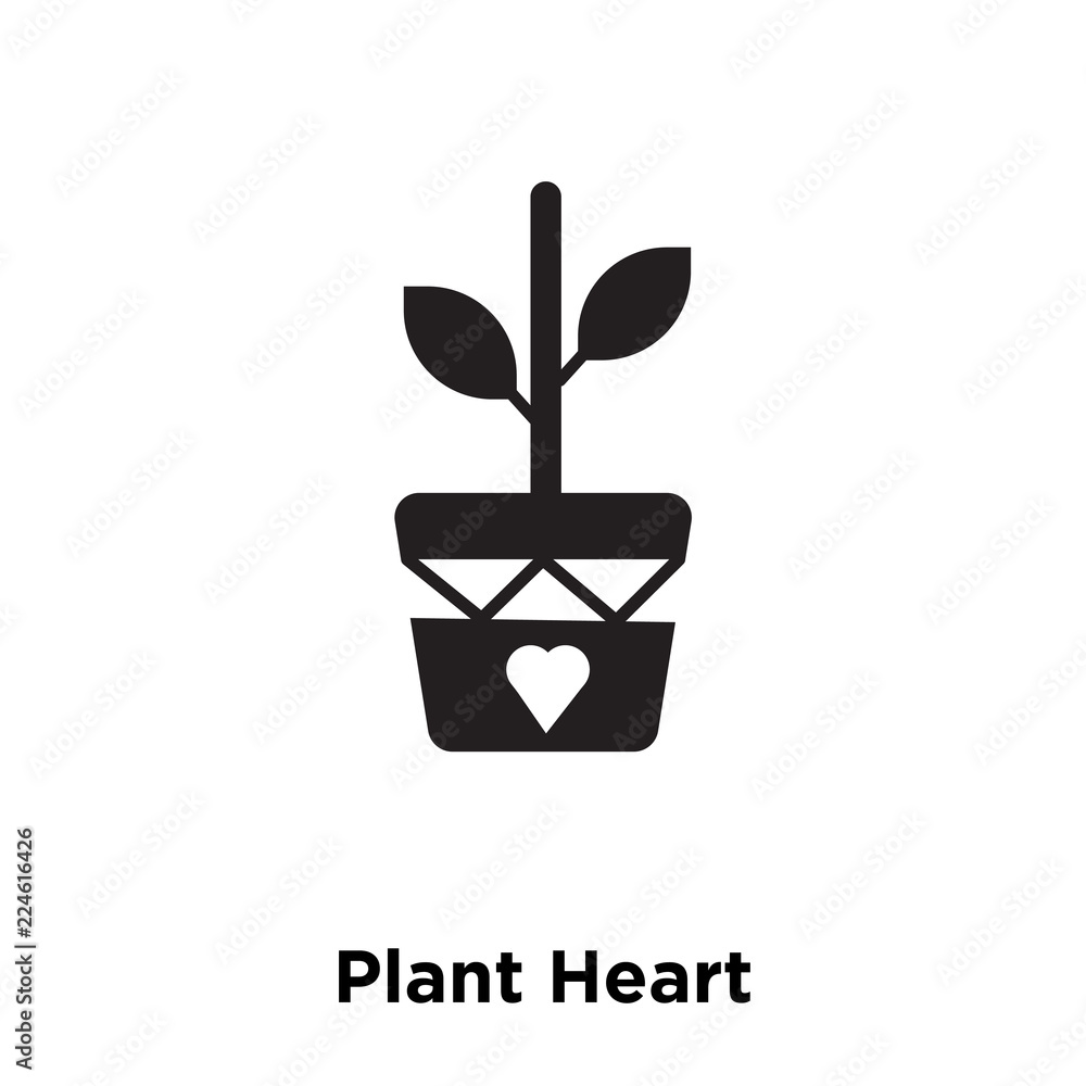 plant heart icon vector isolated on white background, logo concept of plant heart sign on transparent background, black filled symbol icon plant heart icon vector isolated on white background, logo concept of plant heart sign on transparent background, black filled symbol icon