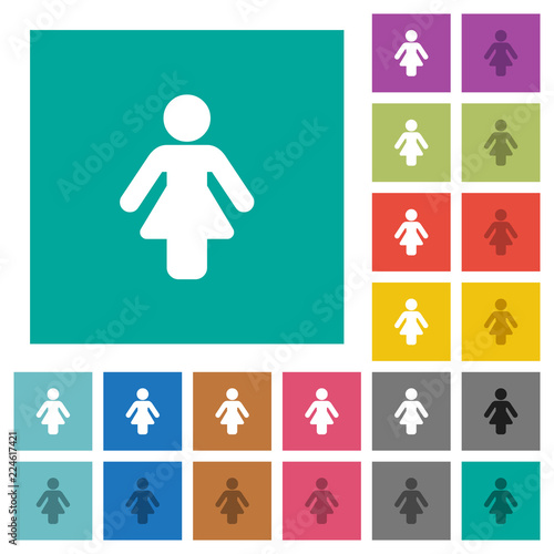 Female sign square flat multi colored icons