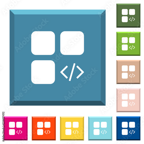 Component programming white icons on edged square buttons