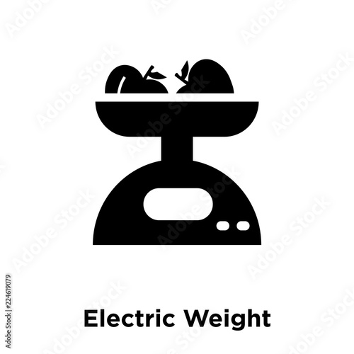 electric weight scale icon vector isolated on white background, logo concept of electric weight scale sign on transparent background, black filled symbol icon