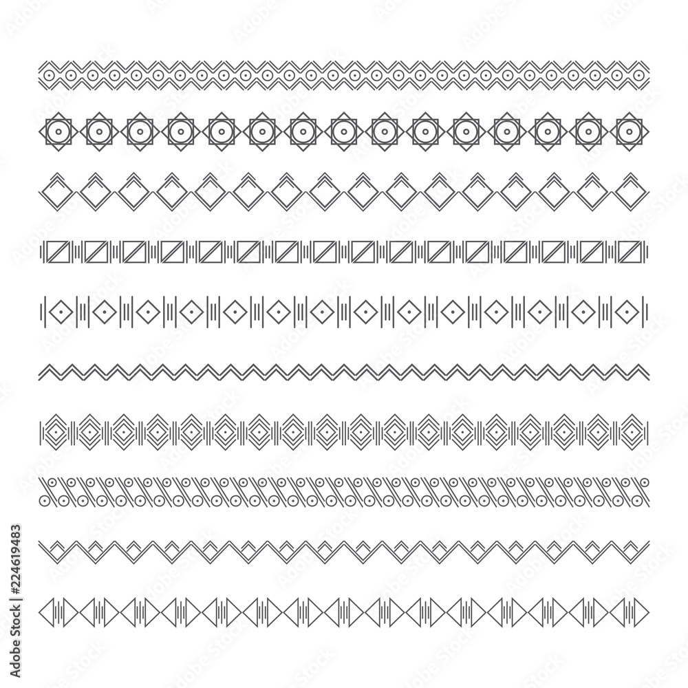 Set of vector dividers in ethnic style. Can be used for design, writing, design. Set of vector dividers in ethnic style. Can be used for design, writing, design.