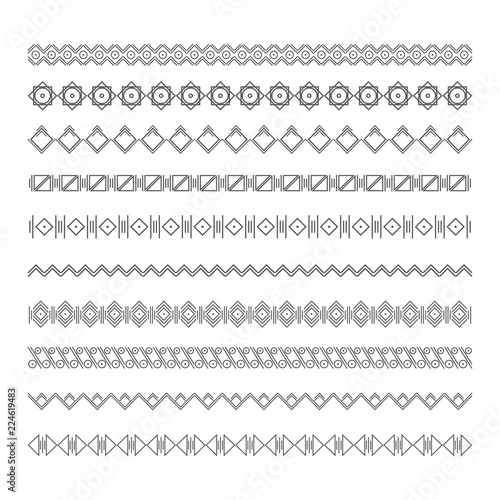 Set of vector dividers in ethnic style. Can be used for design, writing, design.