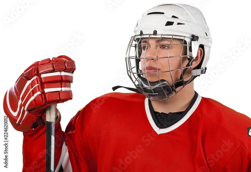 Portrait of Ice Hockey Goalie Isolated on Transparent Background