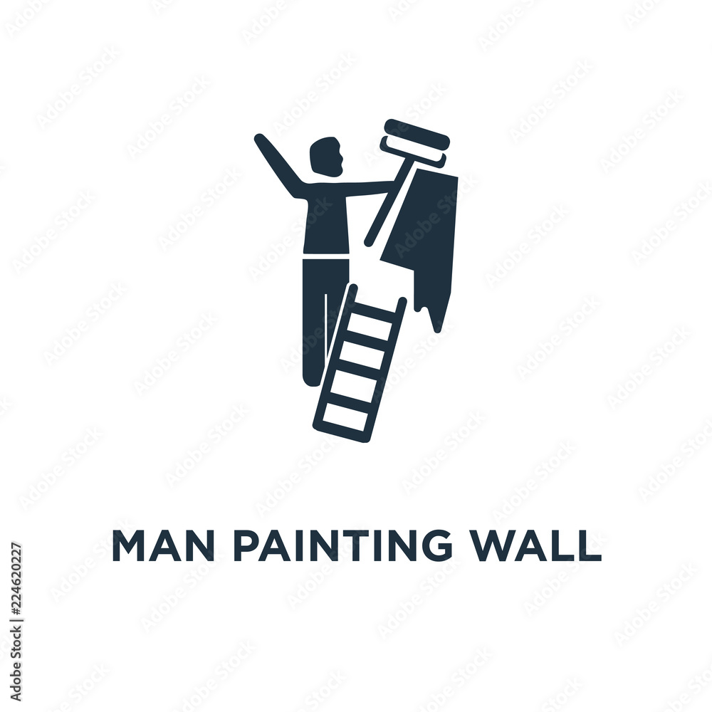 man painting wall icon man painting wall icon