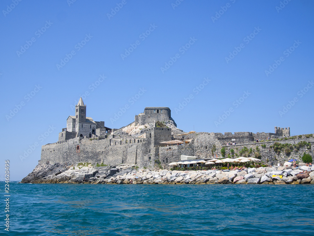 Portovenere the church  viewed from  the sea