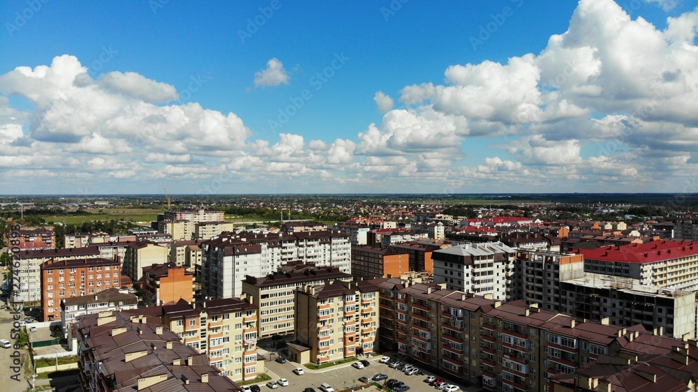 Aerial view of the district in Krasnodar. Buildings from dron. Aerial view of the district in Krasnodar. Buildings from dron.