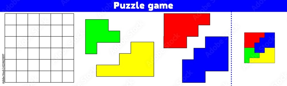 Puzzle game.  Complete the Pattern. Education logic game for preschool kids. Vector Illustration