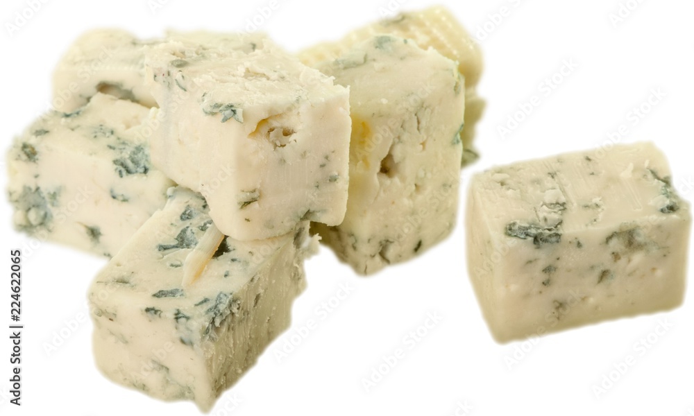 Cubes of Gorgonzola Cheese - Isolated