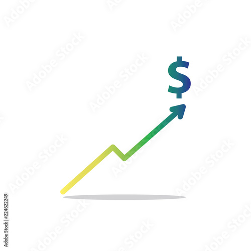 Dollar increase illustration. Money with progress grow up. Business cost illustration.