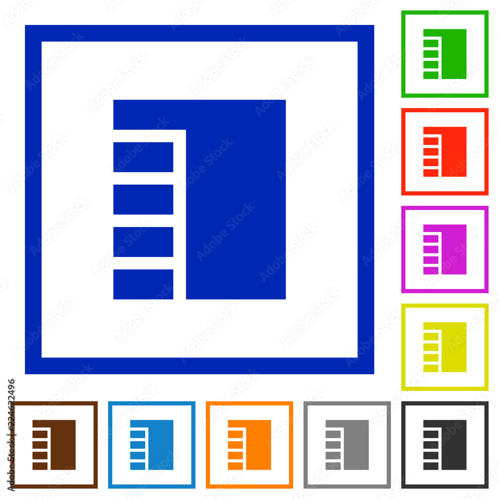 Vertical tabbed layout active flat framed icons Vertical tabbed layout active flat framed icons