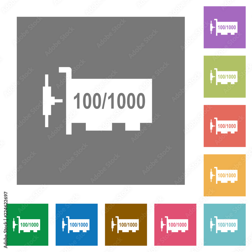 Gigabit ethernet network controller square flat icons Gigabit ethernet network controller square flat icons