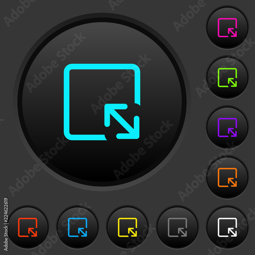 Resize object dark push buttons with color icons