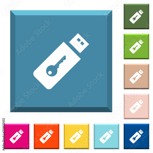Hardware key white icons on edged square buttons