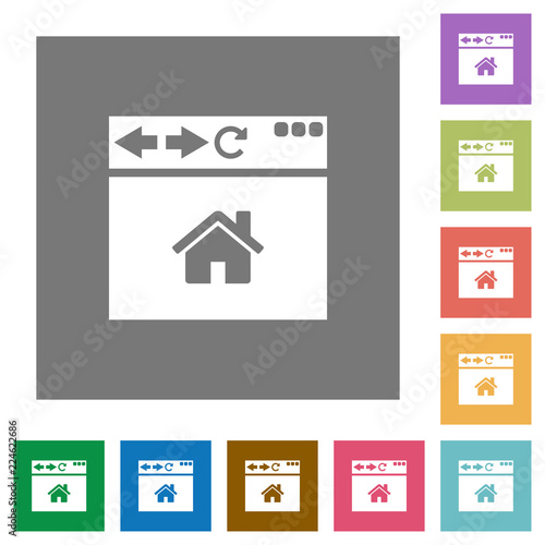 Browser home page square flat icons