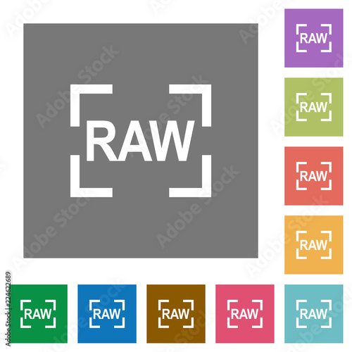 Camera raw image mode square flat icons