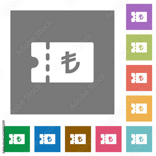 Turkish Lira discount coupon square flat icons