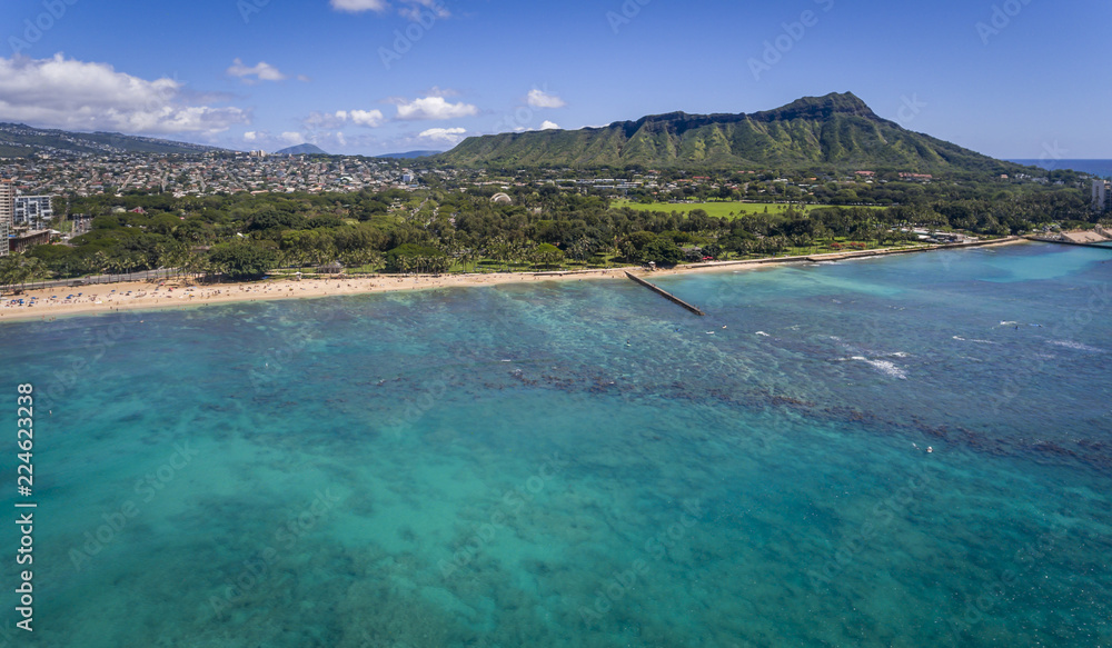Aerial view of Diamond Head Oahu Hawaii