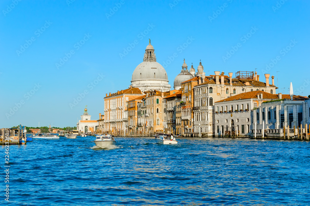 Venice, Italy: Basilica Santa Maria della Salute and palaces, view from Grand Canal