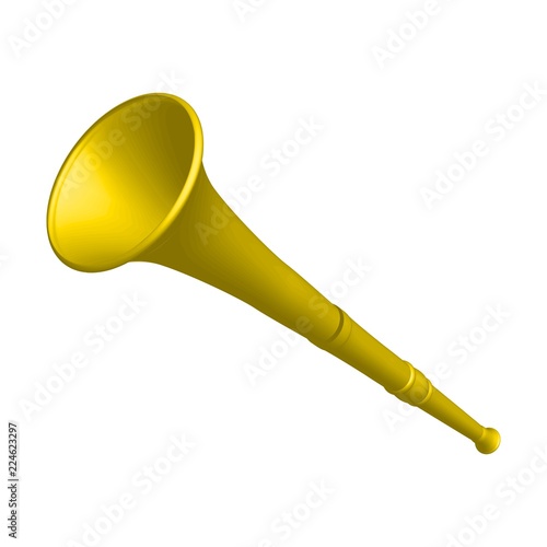 Yellow vuvuzela trumpet football fan. Vuvuzela isolated on a white background. Vector illustration