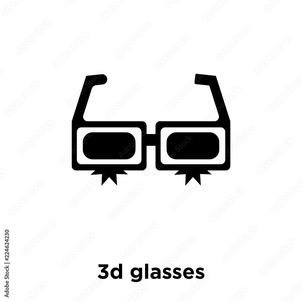 3d glasses icon vector isolated on white background, logo concept of 3d glasses sign on transparent background, black filled symbol icon