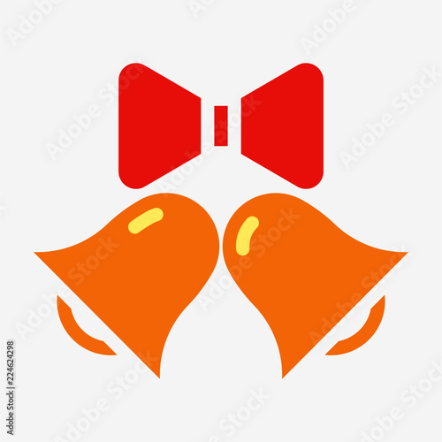 Flat bells and ribbon pixel perfect vector icon
