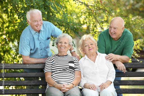 Elderly people spending time together in park