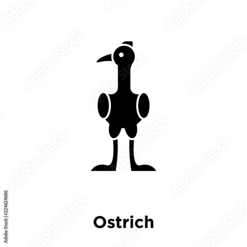 ostrich icon vector isolated on white background, logo concept of ostrich sign on transparent background, black filled symbol icon