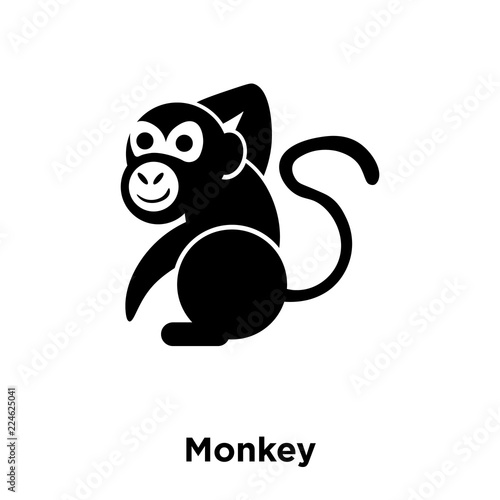 monkey icon vector isolated on white background, logo concept of monkey sign on transparent background, black filled symbol icon