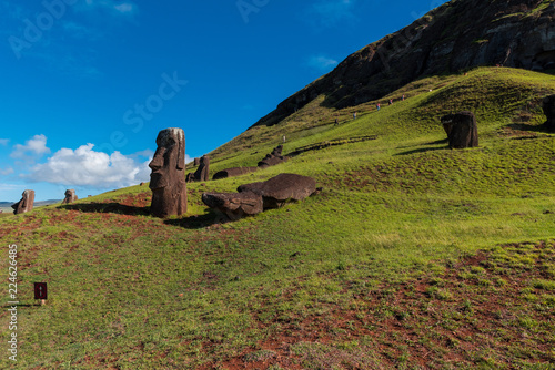 Moai Statues on a Hill