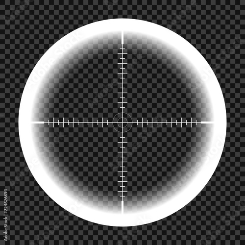 Sniper scope template, night view with measurement marks on isolated background. View through the sight of a hunting rifle. The concept of aiming, the search for the main goal.