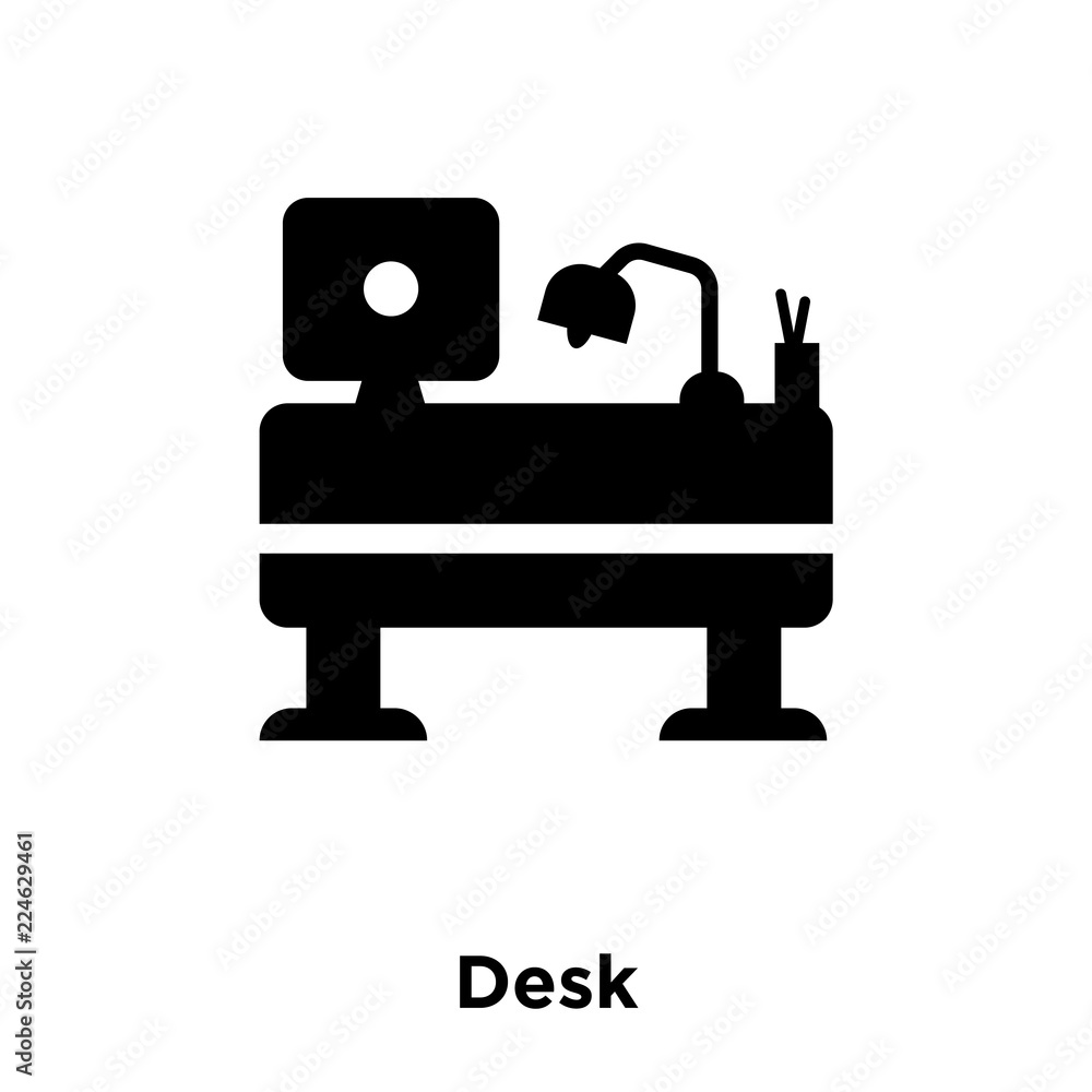 Desk icon vector isolated on white background, logo concept of Desk sign on transparent background, black filled symbol Desk icon vector isolated on white background, logo concept of Desk sign on transparent background, black filled symbol